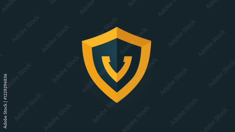 Shield design with a golden and dark blue color scheme suitable for branding or logo creation. Generative AI Shield design with a golden and dark blue color scheme suitable for branding or logo creation. Generative AI