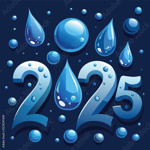 2025 on water, wall paper, poster, panner drop water