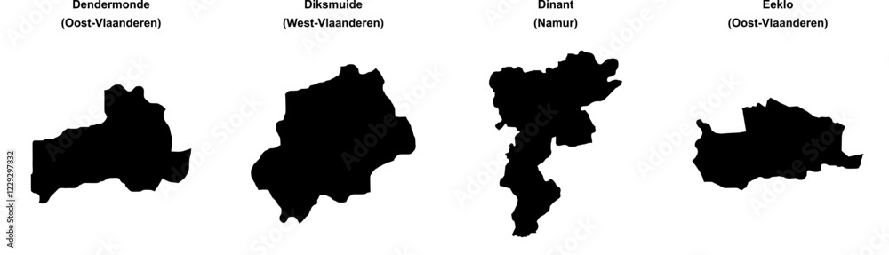 Dendermonde, Diksmuide, Dinant, Eeklo outline maps Dendermonde, Diksmuide, Dinant, Eeklo outline maps