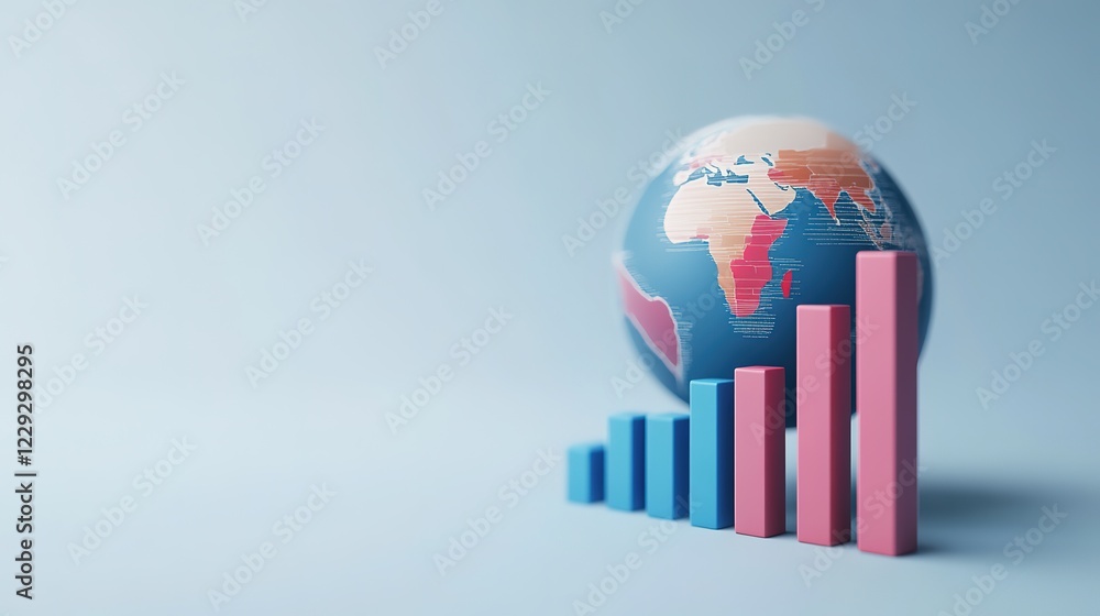 data with globe. global business concept, connection and digital interface Financial and banking concept growth statistics and analysis graph. 3d rendering data with globe. global business concept, connection and digital interface Financial and banking concept growth statistics and analysis graph. 3d rendering
