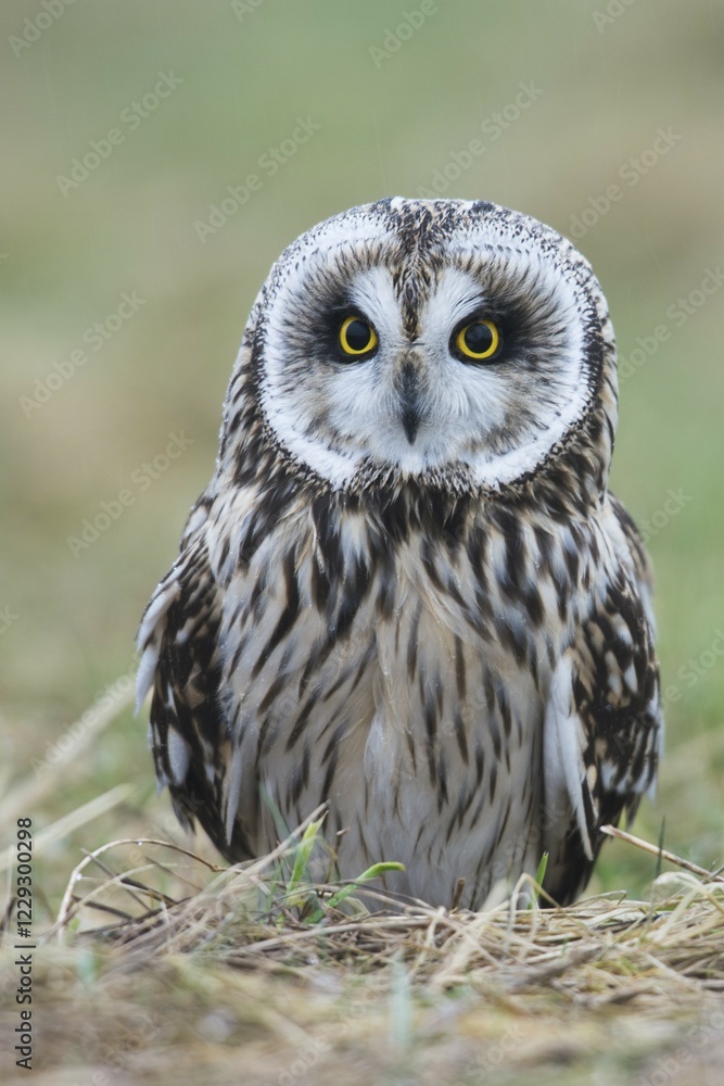 Obraz premium Short-eared owl (Asio flammeus), East Frisia, Lower Saxony, Germany, Europe