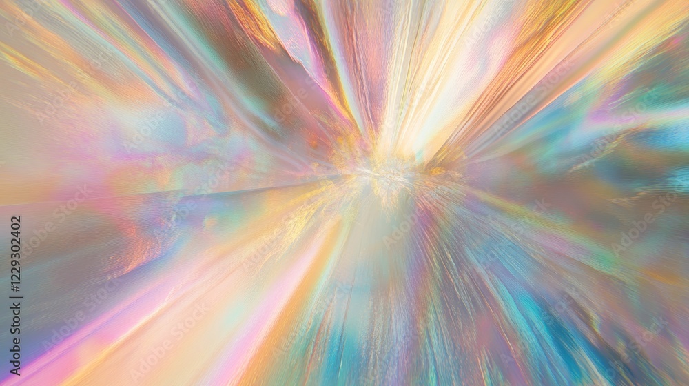Dynamic radial light burst composition, holographic rainbow edge effects, brilliant central glow source, ethereal metallic streaks, prismatic color dispersion, futuristic speed lines effect, premium Dynamic radial light burst composition, holographic rainbow edge effects, brilliant central glow source, ethereal metallic streaks, prismatic color dispersion, futuristic speed lines effect, premium