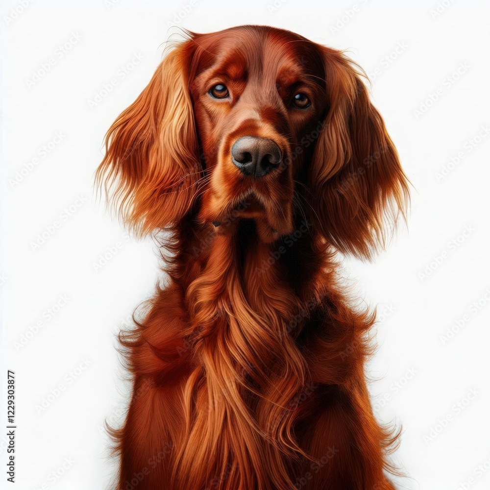 A striking golden retriever stands tall, with its long, lush fur catching the light. The dog's deep, intelligent eyes convey a sense of loyalty and charm, making it a captivating subject A striking golden retriever stands tall, with its long, lush fur catching the light. The dog's deep, intelligent eyes convey a sense of loyalty and charm, making it a captivating subject