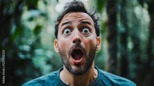 A surprised expression on a face after discovering a harmless prank setup picture