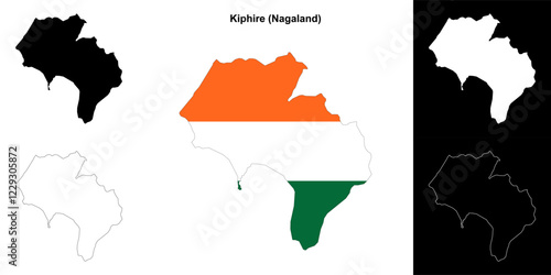 Kiphire district (Nagaland) outline map set