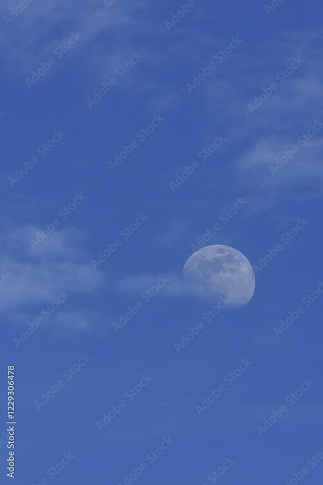 Waxing Moon, blue sky, Bavaria, Germany, Europe Waxing Moon, blue sky, Bavaria, Germany, Europe