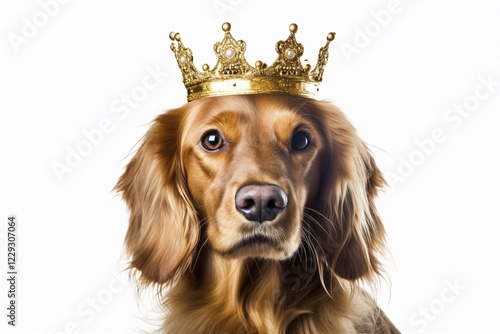 Dog with golden crown on white background. KI generiert, generiert AI generated photo