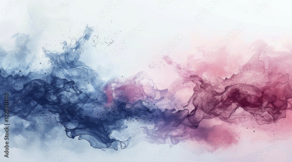 Obraz premium Contrasting smoke-like abstract with dynamic blue and pink flowing forms, ai generated, AI generated