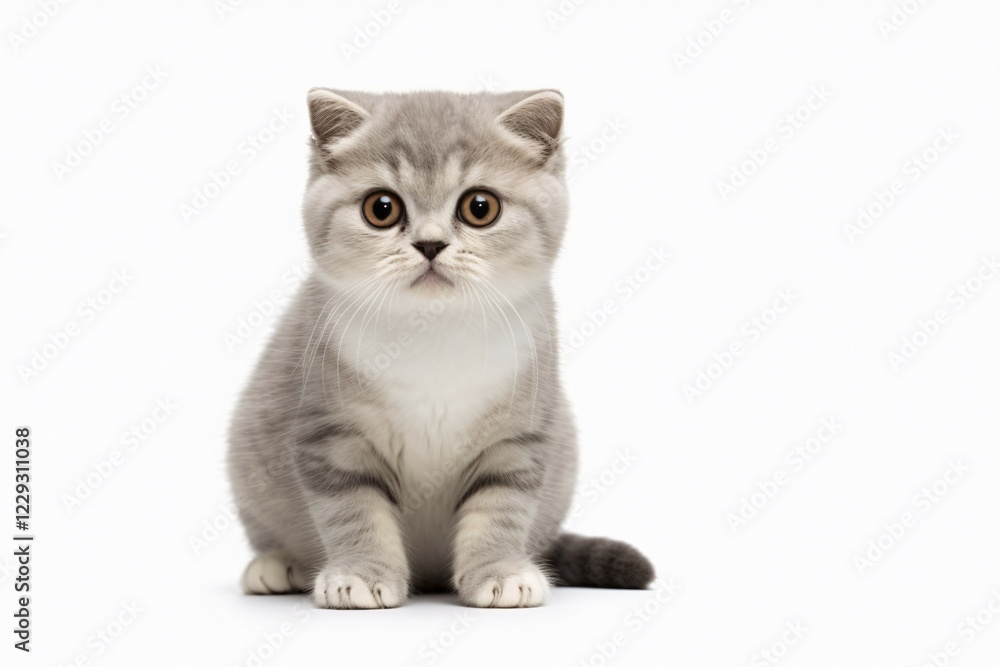 Scottish fold cat on white background. KI generiert, generiert AI generated Scottish fold cat on white background. KI generiert, generiert AI generated