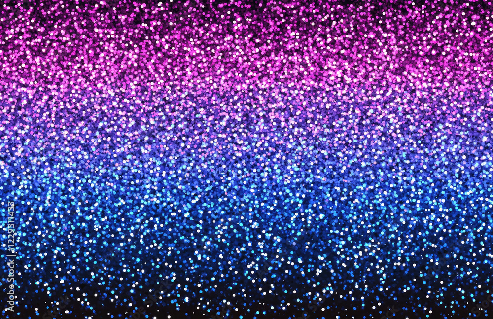 Fototapeta premium Pink and Blue Glitter Gradient Background with Sparkling Bokeh