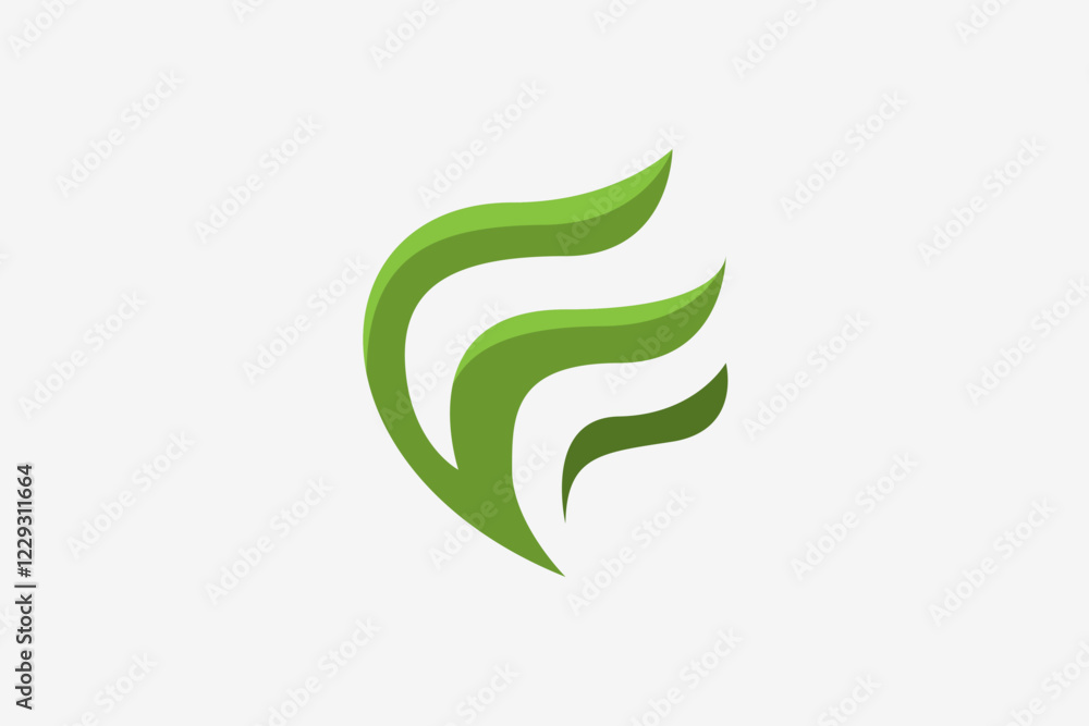Obraz premium Letter E green leaf logo