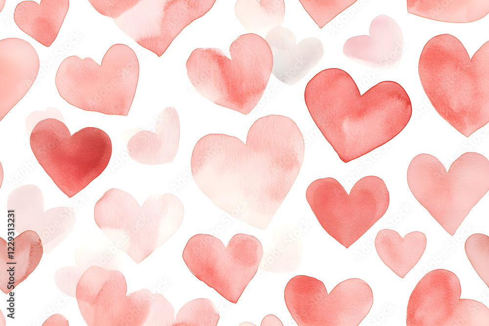 Seamless pattern red heart watercolor illustration on pink background. Valentine day, anniversary, wedding, women's, mother's day concept. Romantic love backdrop with copy space Seamless pattern red heart watercolor illustration on pink background. Valentine day, anniversary, wedding, women's, mother's day concept. Romantic love backdrop with copy space