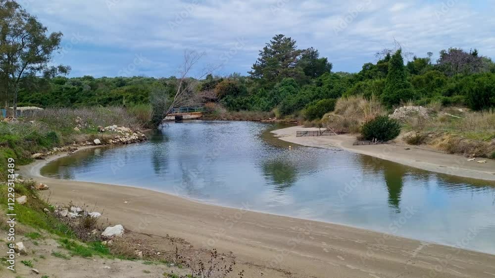 The Antinioti Lagoon a nature protected area in Corfu Greece in winter The Antinioti Lagoon a nature protected area in Corfu Greece in winter