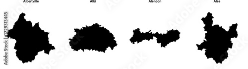 Albertville, Albi, Alencon, Ales outline maps