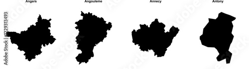 Angers, Angouleme, Annecy, Antony outline maps