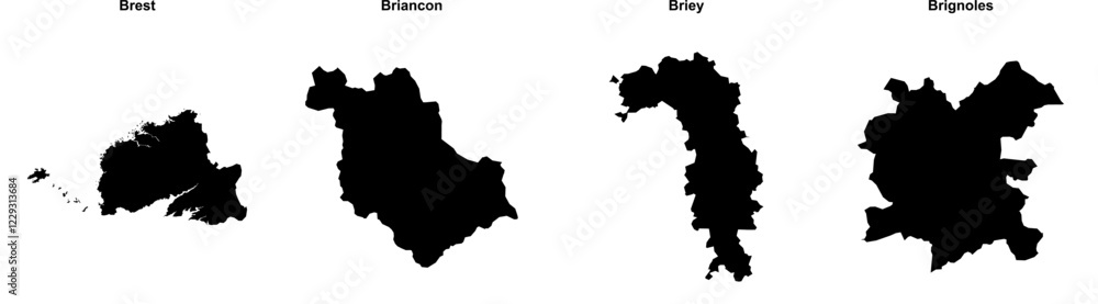 Brest, Briancon, Briey, Brignoles outline maps Brest, Briancon, Briey, Brignoles outline maps