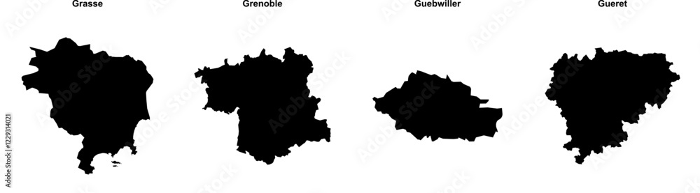 Grasse, Grenoble, Guebwiller, Gueret outline maps