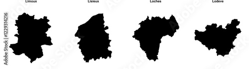 Limoux, Lisieux, Loches, Lodeve outline maps photo