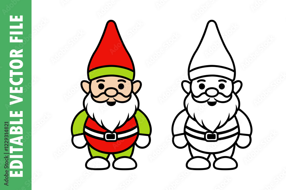 Closeup of Gnome with sparkled hat and green suit with no background/Gnome in green suit on isolated background Closeup of Gnome with sparkled hat and green suit with no background/Gnome in green suit on isolated background