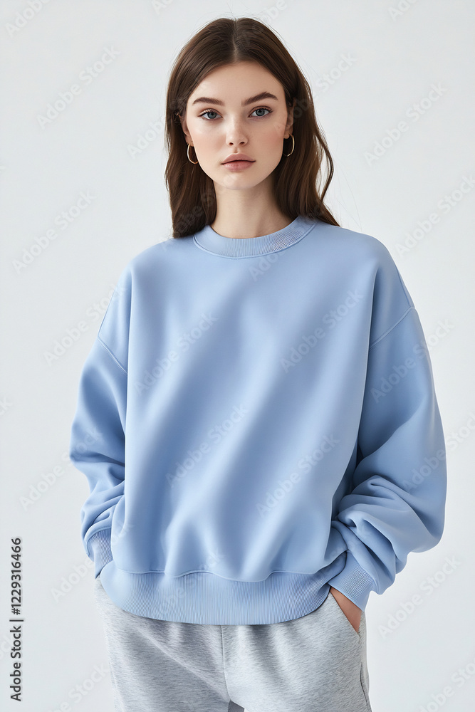 Young woman styles casual wear Young woman styles casual wear