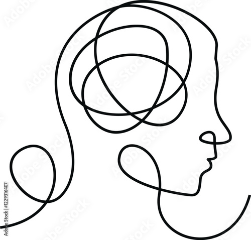 PTSD Line Continue line drawing mental disorder vector icons