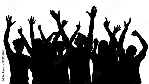 Cheerful Silhouetted People in Celebration 