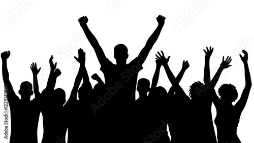 Cheerful Silhouetted People in Celebration 