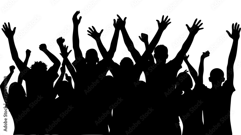 Obraz premium Cheerful Silhouetted People in Celebration 
