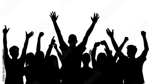 Cheerful Silhouetted People in Celebration 