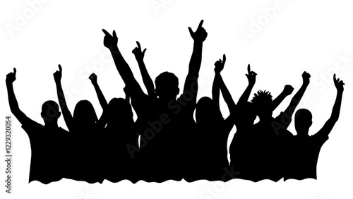 Cheerful Silhouetted People in Celebration 