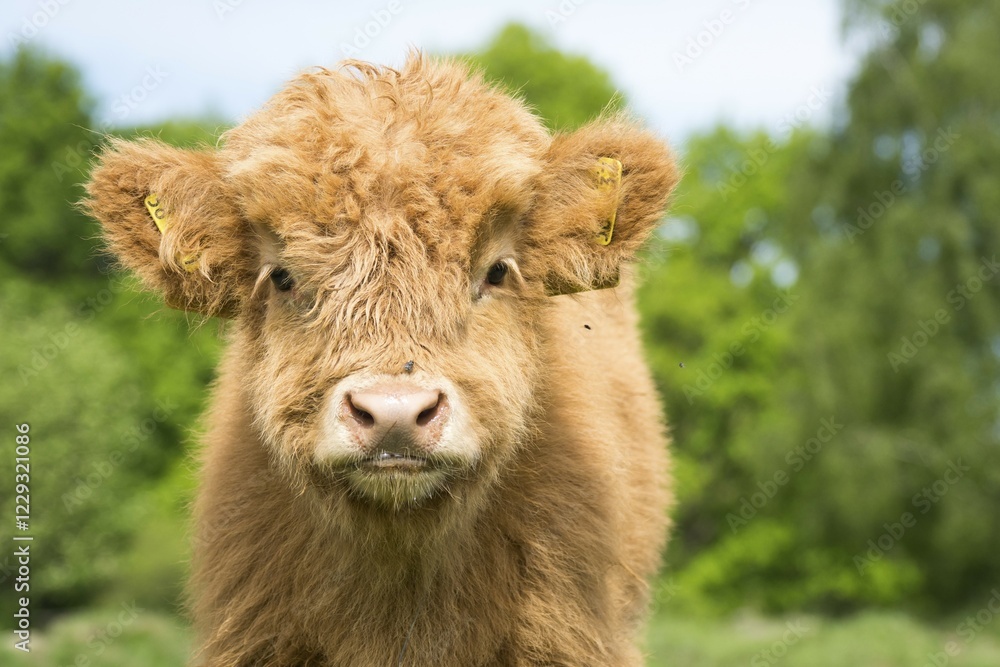 Young Galloway-Domestic Cattle (Bos primigenius taurus), animal portrait, Hesse, Germany, Europe Young Galloway-Domestic Cattle (Bos primigenius taurus), animal portrait, Hesse, Germany, Europe