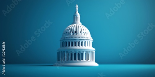 Wallpaper Mural A white Capitol dome model stands against a blue background, symbolizing government and democracy. Torontodigital.ca