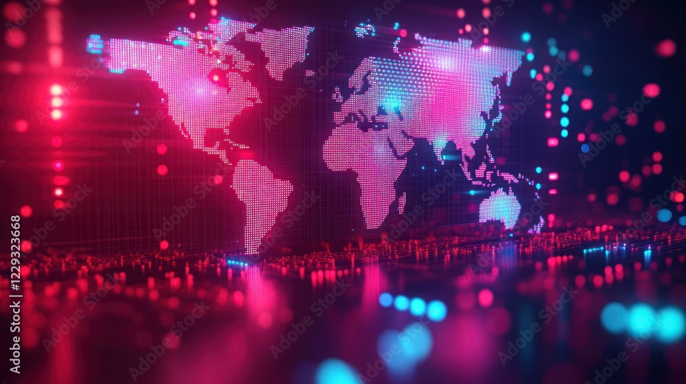 Obraz premium Global network data flow, futuristic display