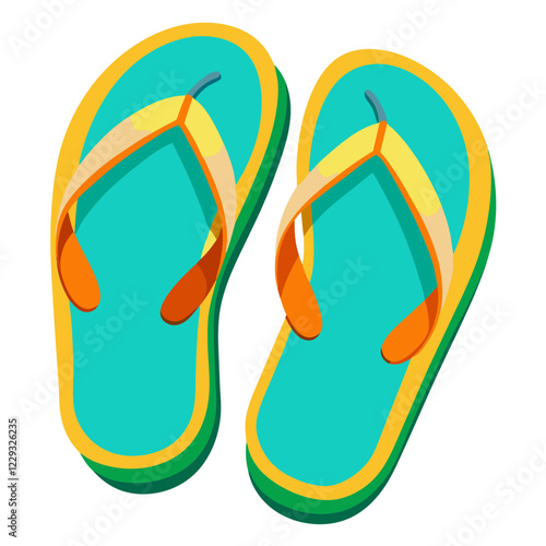 Colorful flip flops are presented on a pristine white background, ideal for summer activities, beach trips, or casual outings. These sandals showcase vibrant design elements