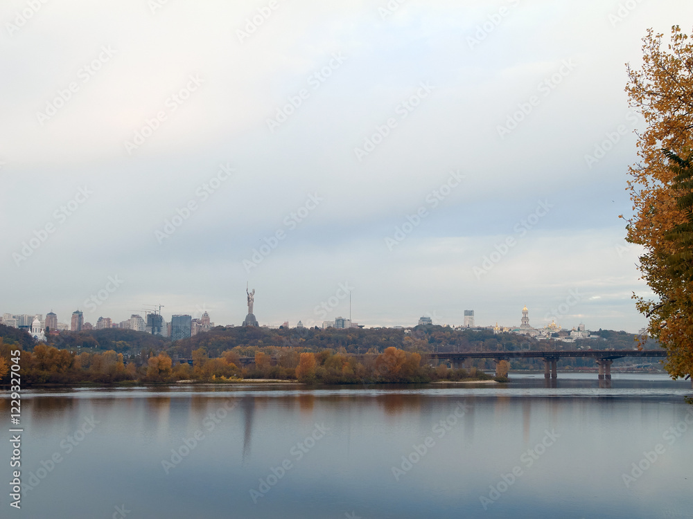 Bridge over Dnipro river in Kyiv Ukraine Bridge over Dnipro river in Kyiv Ukraine