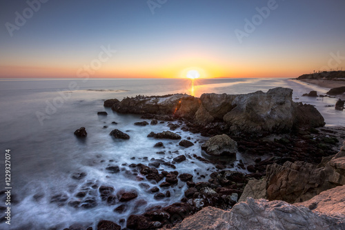 Sunset over the rugged coastline of Malibu