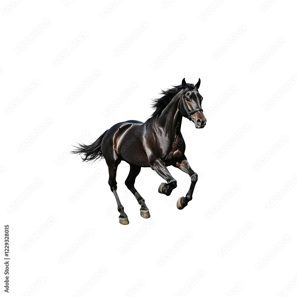 Black horse running on white background
Black horse running on white background