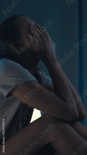 Woman suffering from insomnia in her bed