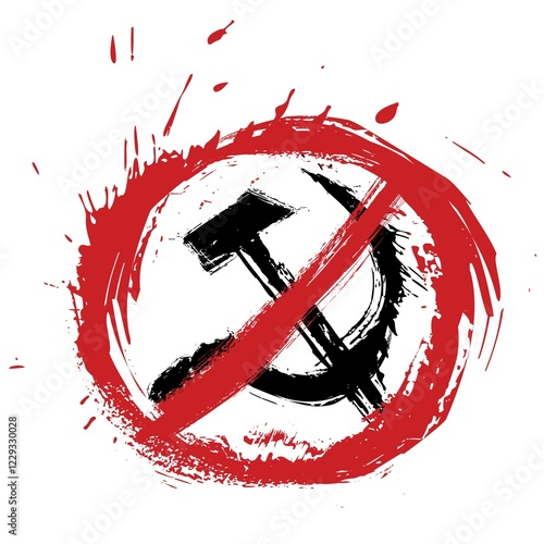 Fotografi Stop communism symbol created in grunge style