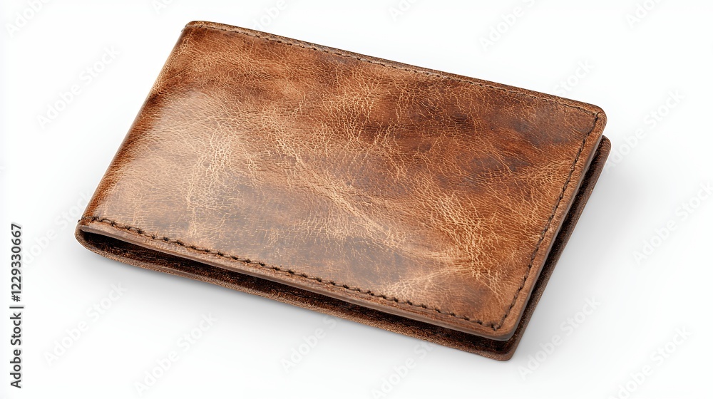 High-Quality Brown Leather Wallet with Detailed Texture and Stitching, Classic Men's Accessory High-Quality Brown Leather Wallet with Detailed Texture and Stitching, Classic Men's Accessory