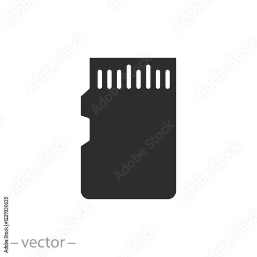 adapter for laptop, micro sd card icon, memory card, reader device, flat vector illustration