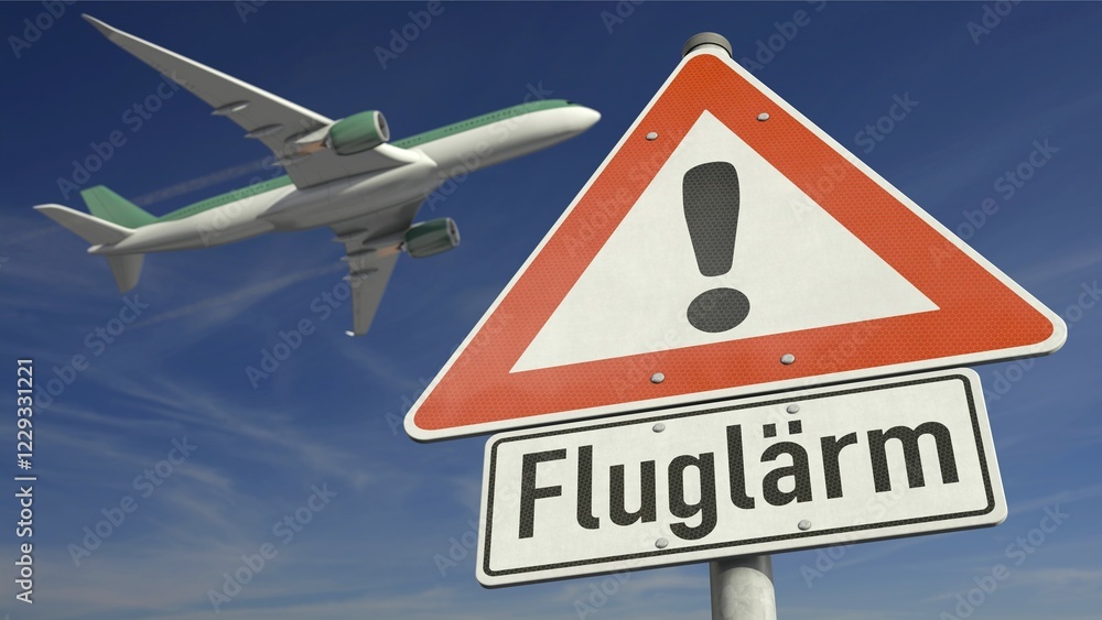 Symbolic image on the subject of noise pollution near airports Symbolic image on the subject of noise pollution near airports