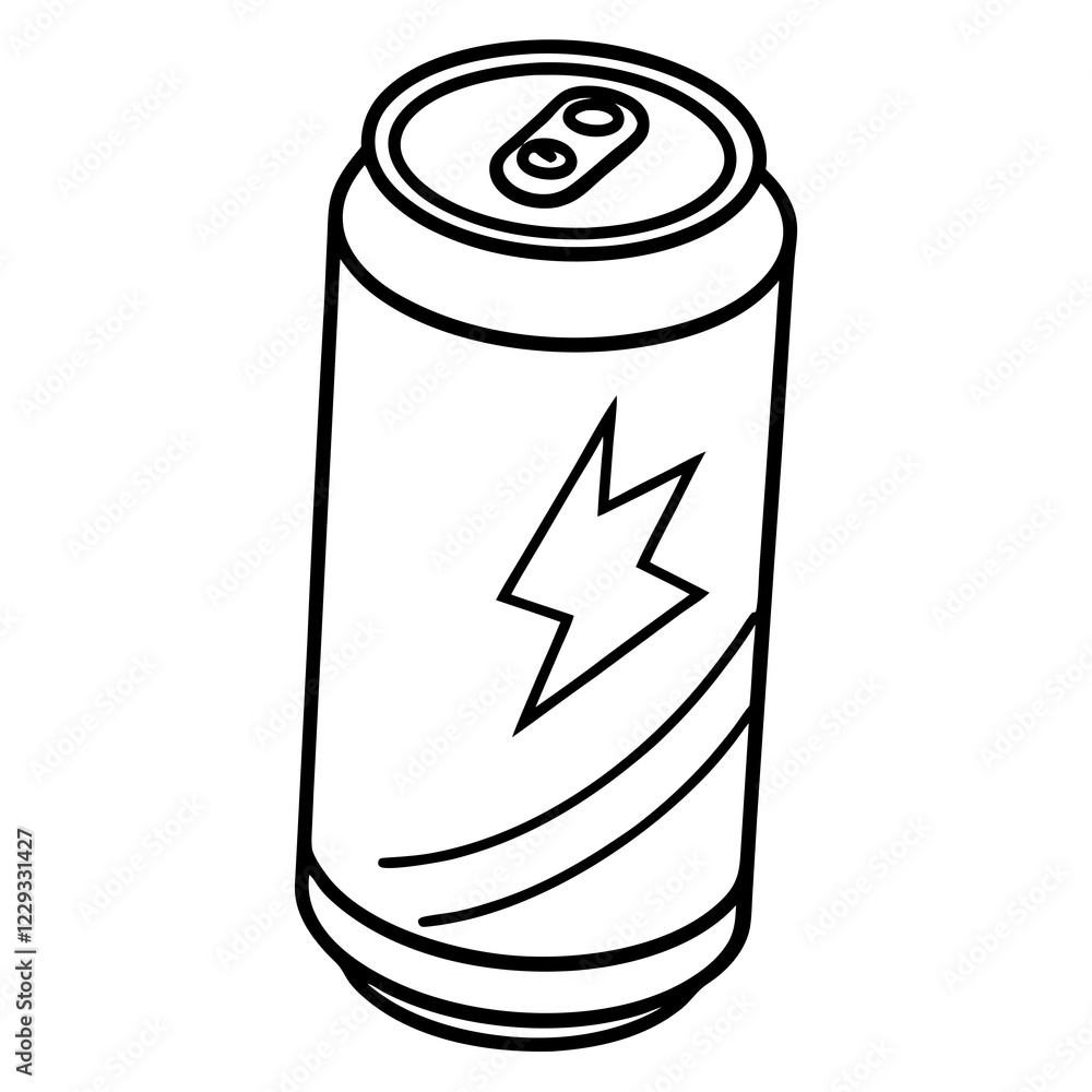 Stylized Energy Can Outline Illustration Stylized Energy Can Outline Illustration