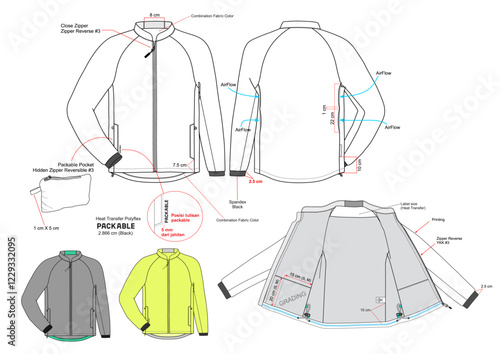 WINDBREAKER JACKET WITH DETAIL SPECIFICATION AND COMBO COLOUR