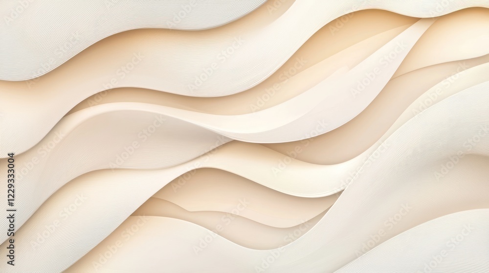 Obraz premium Abstract Beige Waves: A Serene Digital Artwork