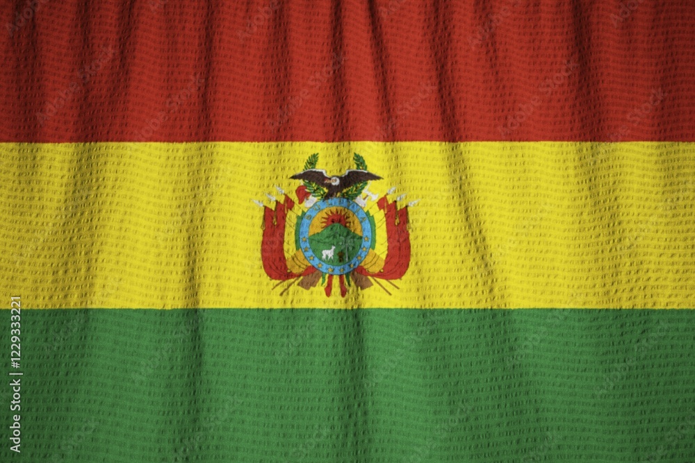 Fototapeta premium Ruffled Flag of Bolivia Blowing in Wind