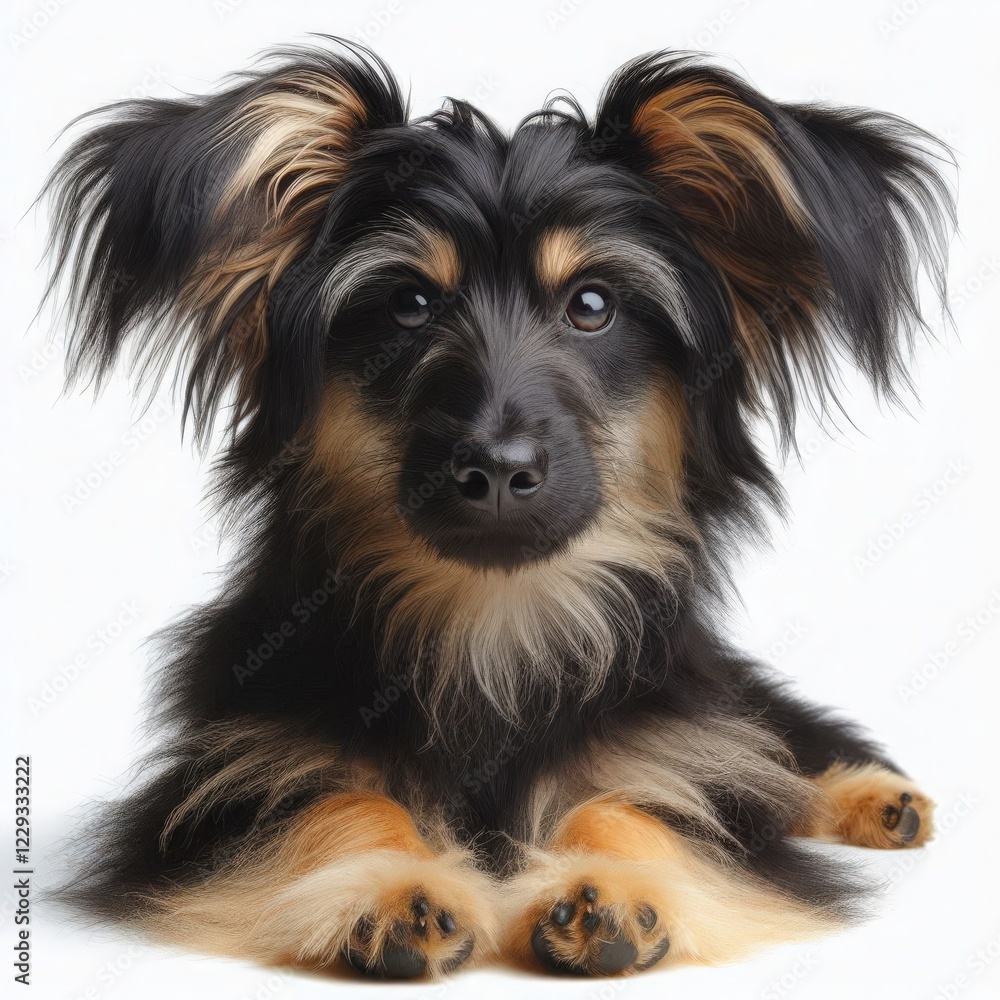 A charming little puppy rests comfortably, showcasing its luxurious fluffy fur and expressive eyes. Its playful demeanor invites affection while radiating warmth and joy A charming little puppy rests comfortably, showcasing its luxurious fluffy fur and expressive eyes. Its playful demeanor invites affection while radiating warmth and joy