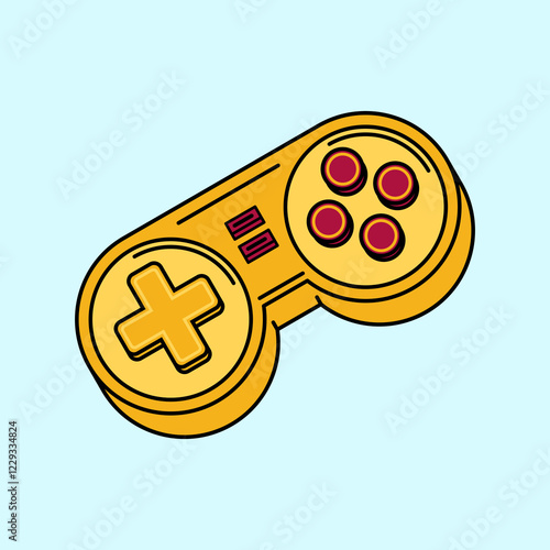 old Futuristic console game controller for single or multiplayer online or offline video game, joystick vector illustration. isolated background
