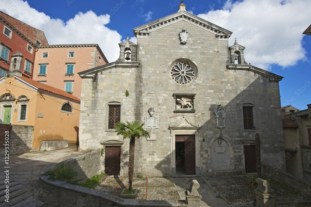Fototapeta premium Church of Holy Virgin Mary in the old town, Labin, Istria, Croatia, Europe