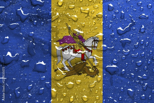 Flag of Kiev Oblast with rain drops photo